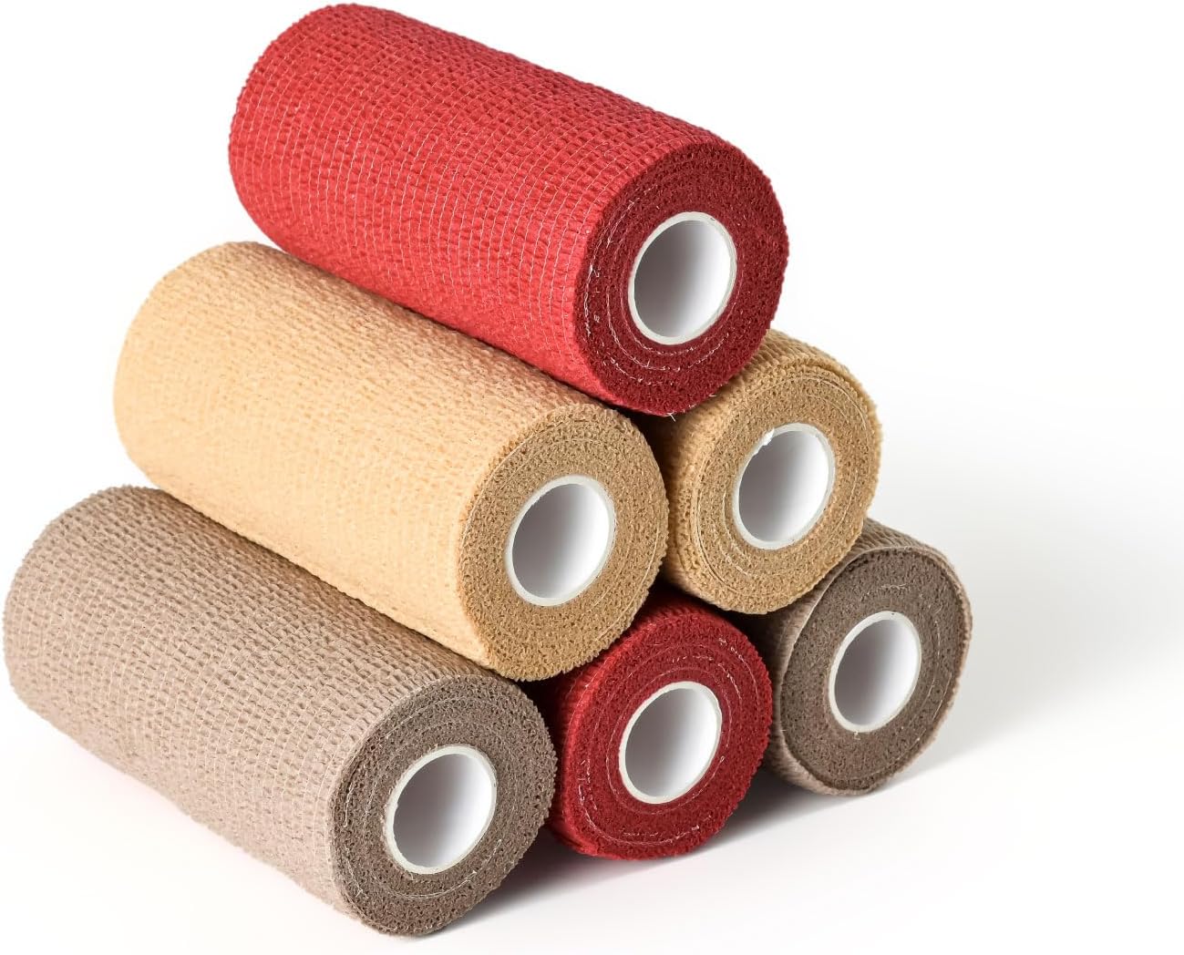 WePet Pet Wrap, Self-Adhesive, Only Sticks to Itself, Non-Woven Tape for Dog Legs, Paws, Wounds, First Aid Cohesive Gauze for Horse, Cat, Bird, Animal, 6 Rolls, 4 Inch, Solid Color A