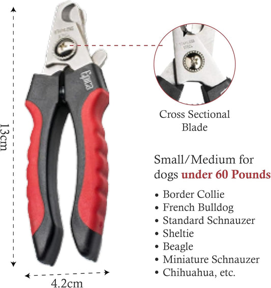 Epica Professional Dog Nail Clipper, Nail Clippers for Large Dog, Easy and Safe Grooming Clippers, Cat Claw Trimmer with Safety Guard (Small/Medium)