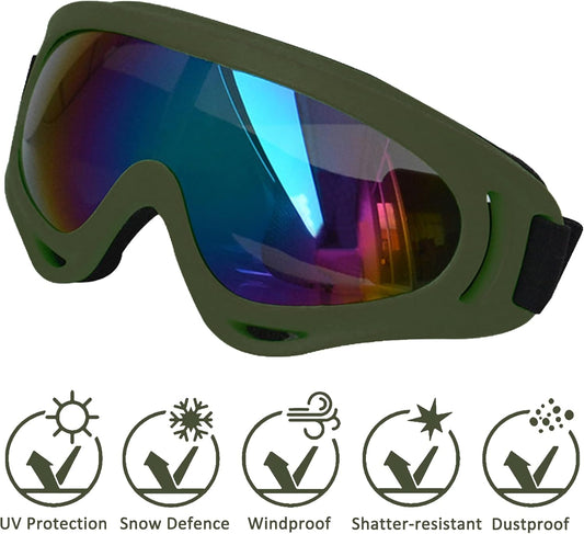 Large Dog Sunglasses with Adjustable Strap UV Protection, Suitable for Medium-Large Dogs, Soft Goggles (Army Green Frame)