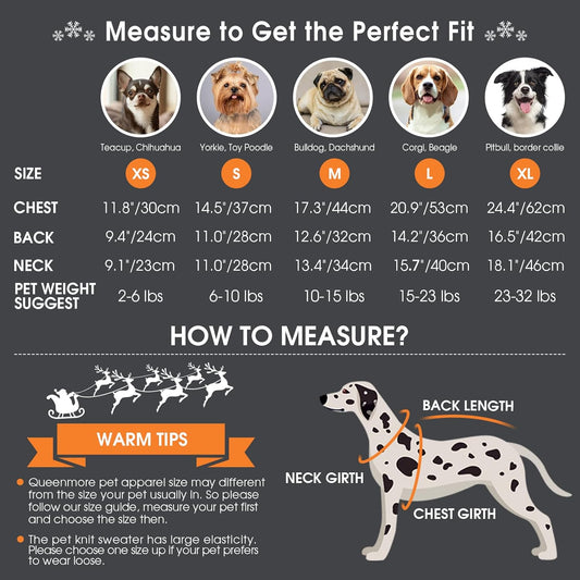 Queenmore Dog Christmas Sweater,Turtleneck Knitted Pullover Xmas Dog Clothes Sweatshirt,Pet Christmas Outfit, Warm Doggy Sweaters for Small Dogs Boy Girl S