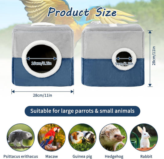 Large Size Parrot Nest House Bed, Winter Warm Bird Snuggle Hut Comfortable Hanging Birds House Cage Hideaway Cave Bed for Large Birds Amazon Parrots African Grey Cockatoos Macaws