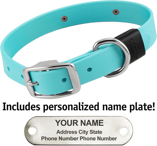 Biothane Custom Dog Collar β Waterproof, Stink-Proof Personalized Collar with Name & Phone Number β Durable, Many Sizes and Colors β Assembled in USA (Sky Blue)