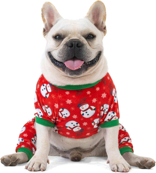 CuteBone Dog Christmas Pajamas Puppy Onesies Small Dogs Soft Pjs Coat Cat Apparel Comfy Pet Clothes Outfit Doggie Bodysuit P136S