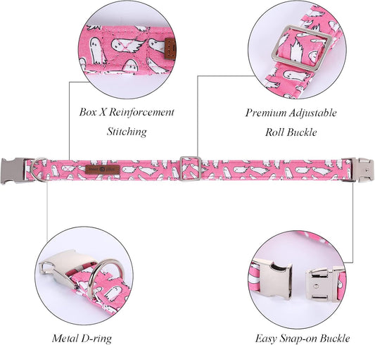 Lionet Paws Dog Collar with Bowtie, Halloween Bowtie for Dogs, Adjustable Comfortable Large Dog Collar Girl, L, Neck 16-24 in