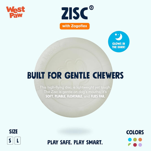 WEST PAW Zogoflex Zisc Dog Flying Disc, High Flying Aerodynamic Disc for Dogs Puppy β Lightweight, Floatable Disc for Fetch, Tug of War, Catch, Play β Doubles as Food/Water Bowl, Small 6.5", Glow