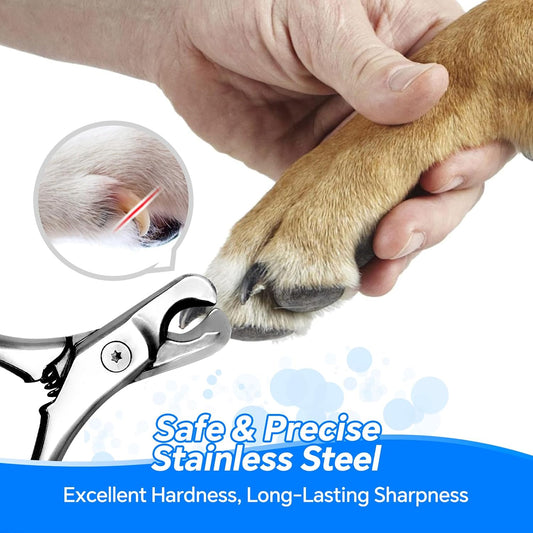 Dog Cat Nail Clippers for Dog Cats, Professional Stainless Steel Pet Nail Trimmers, Sharp & Safe with Ergonomic Handle, Built-in Nail File