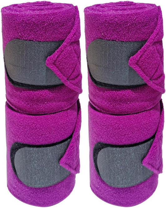 Horse Polo Leg Wraps Soft Fleece Wraps Equestrian Leg Bandage 4-Pack (Purple, Full(10ft))