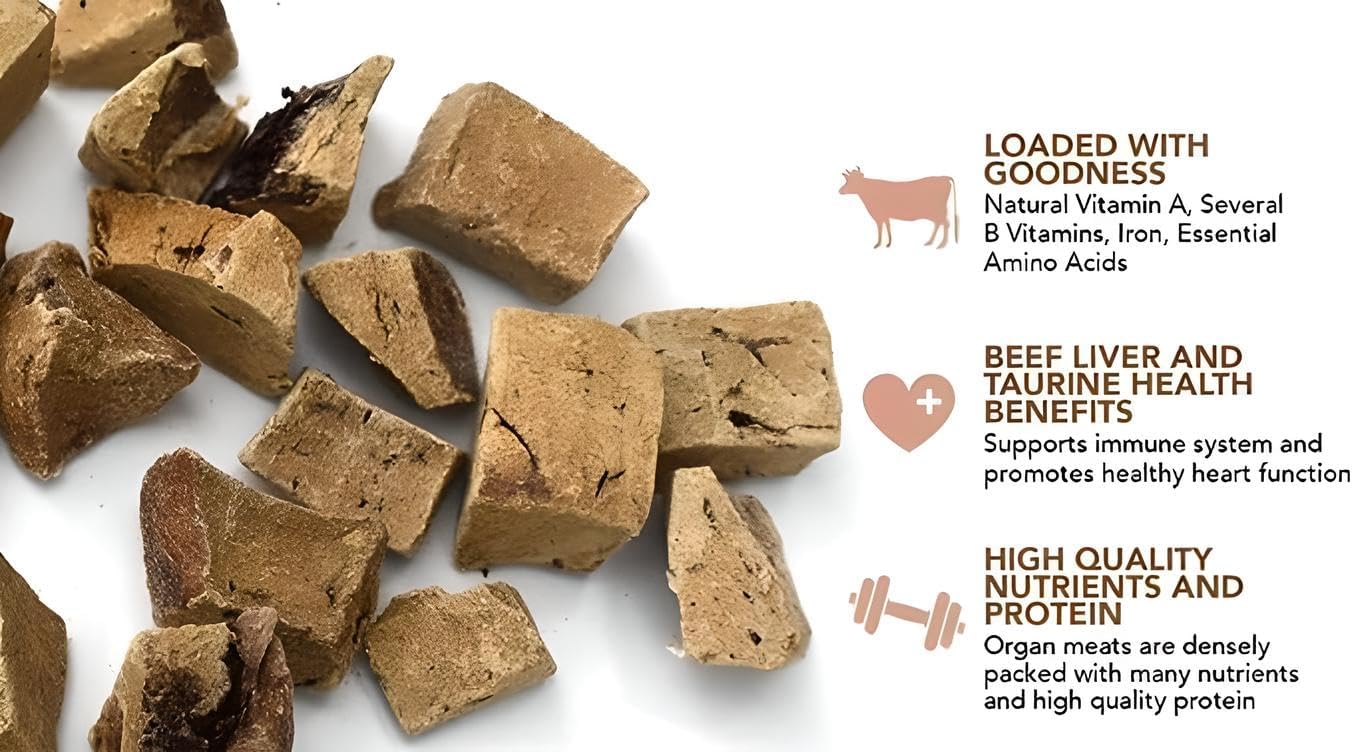Organic Freeze Dried Dog & Cat Treats - Single Ingredient, Grain Free Food Toppers for Healthy Pets, No Fillers or Preservatives (3 Bag, Beef)