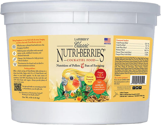 LAFEBER'S Classic Nutri-Berries Pet Bird Food, Made with Non-GMO and Human-Grade Ingredients, for Cockatiels (4 lb)