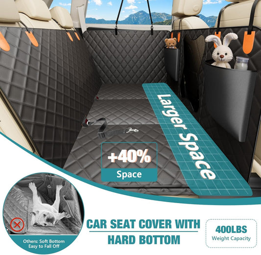 Waterproof Dog Car Seat Cover for Back Seat β Heavy Duty Back Seat Extender for Dogs with Hard Bottom, 7-Layer Protection, Non-Slip & Scratchproof, Easy to Install (Black)