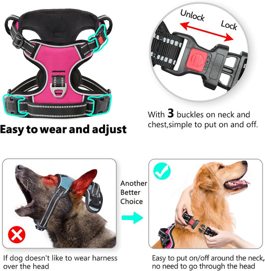 Timos No Pull Dog Harness, No Choke Front Lead Dog Reflective Harness, Adjustable Soft Padded Pet Vest with Easy Control Handle for Small Medium Large Dogs, X-Large (Pack of 1)
