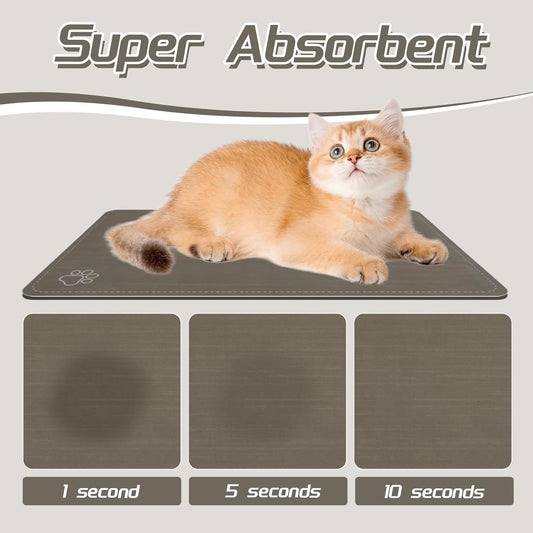 Le courant Pet Feeding Mat Absorbent Non-Slip Pet Placemat for Feeding Bowl, with Waterproof Rubber Backing, Quick Dry Water Dispenser Mat for Dog and Cat,Brown.Dog Paw-11.8x19.7 in