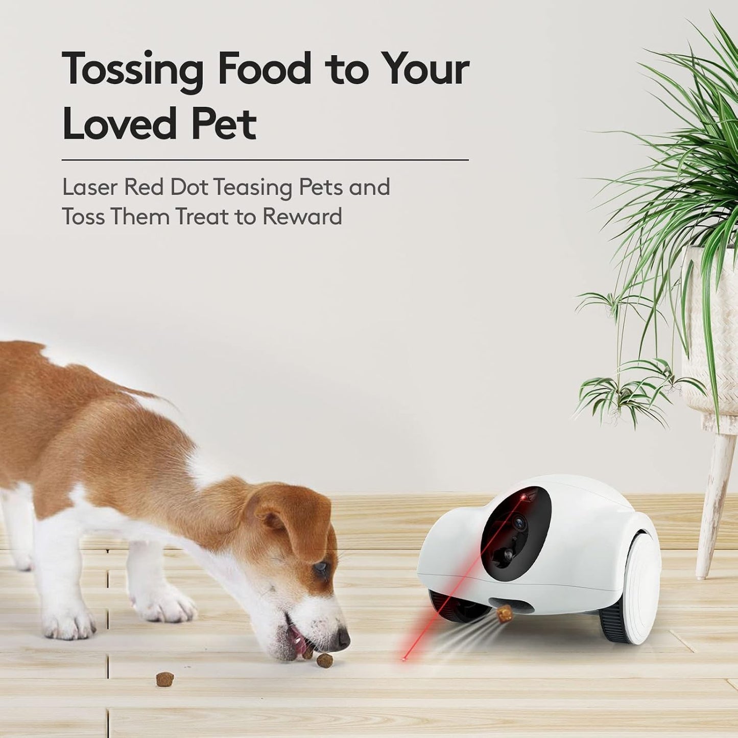 Pet Cameras with Phone App 15 Days Long Standby Pet Robot for Dog Treat Dispenser Feeder 1080P Full HD Dog Robot Camera 360°Move Freely 2-Way Audio (2.4G WiFi ONLY, No Bluetooth)