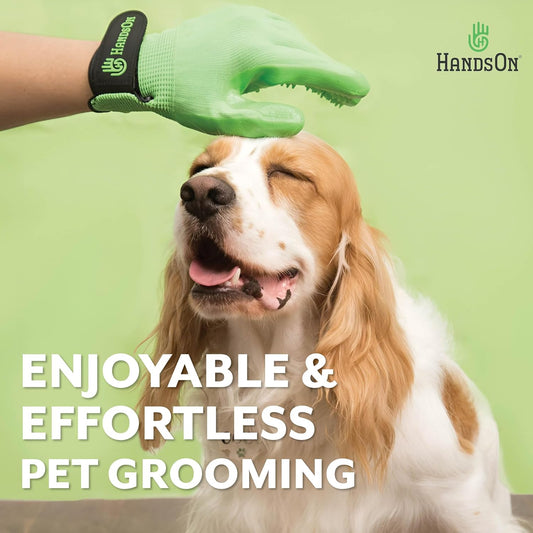 H HANDSON Pet Grooming Gloves - Patented #1 Ranked, Award Winning Shedding, Bathing, & Hair Remover Gloves - Gentle Brush for Cats, Dogs, and Horses (Purple, Large)