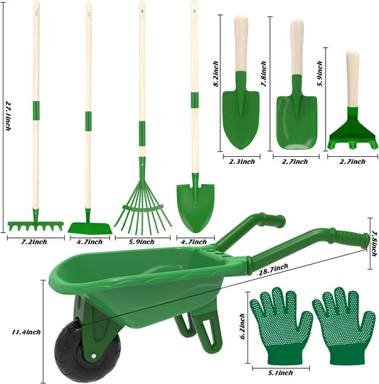 Kids Gardening Tools Outdoor Toys Set Backyard Play with Wheelbarrow Educational STEM Learning Pretend Toys Outdoor Indoor for Toddlers Kids Boys Girls
