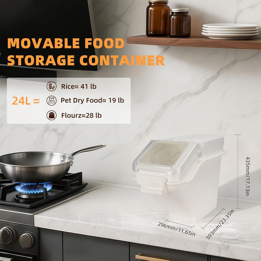 53LB Airtight Flour Storage Container With Scoop for Dry Food, Sugar, Baking Supplies,Rice.BPA Free Ingredient Storage Bin,Pet Food Storage Container Dog Cat Birds Food Bin (53 LB)