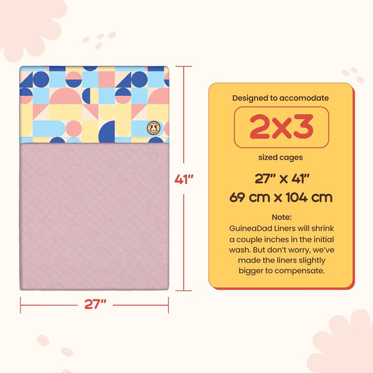 GuineaDad Premium Liner β Fleece Guinea Pig Cage Liner β Ultra-Plush Reusable Fleece Bedding with Waterproof Bottom β Extra Absorbent Liner for 2x3 C&C Cage (Peach Pie)