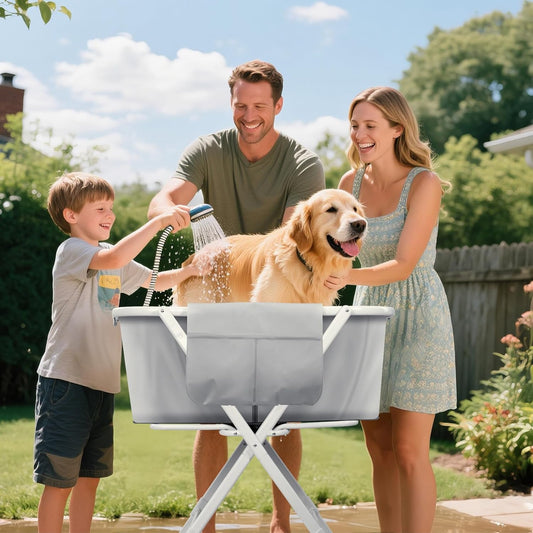 Portable Dog Bathtub, Elevatable Dog Washing Station for Bathing Shower and Grooming, Collapsible Dog Bath Tub for Small/Medium/Large Dogs, Cats & Other Pet (Large Dogs Bathtub)