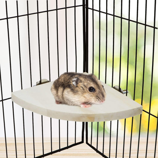 Wontee Bird Perch Stand 2 Pack Wooden Platform Corner Ledge for Budgies Cockatiels Conures African Greys Rats Gerbils Chinchillas Squirrels (S (5.1"x5.1")