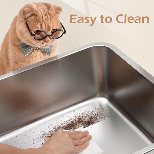 XL Stainless Steel Cat Litter Box with Lid â High Sides, Leak-Proof, Non-Stick Metal Litter Box for Large Cats â Easy to Clean, Includes Filter Pedal, Scoop & Cleaning Brush