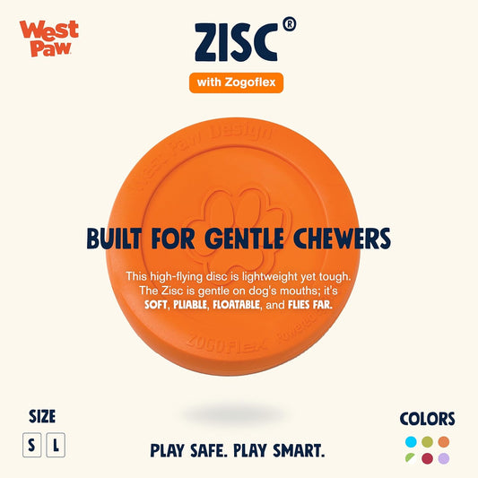 West Paw Zogoflex Zisc Dog Flying Disc, High Flying Aerodynamic Disc for Dogs Puppy β Lightweight, Floatable Disc for Fetch, Tug of War, Catch, Play β Doubles as Food/Water Bowl, Large 8.5", Tangerine