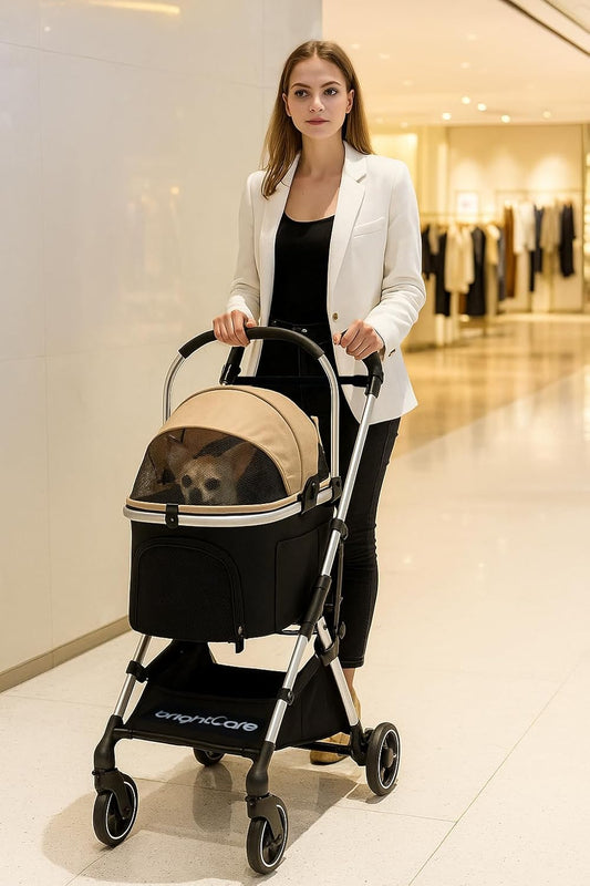 3-in-1 Small Pet Carrier with Stroller for Small Dogs & Cats Under 20 lb β Removable Carrier Converts to Car Seat β Lightweight, One-Hand Fold, No-Zipper Entry