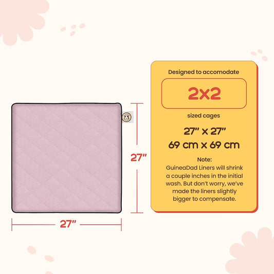GuineaDad Premium Liner β Fleece Guinea Pig Cage Liner β Ultra-Plush Reusable Fleece Bedding with Waterproof Bottom β Extra Absorbent Liner for 2x2 C&C (Blush)
