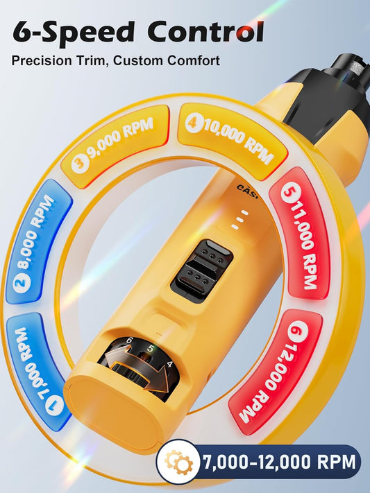 Casfuy 6-Speed Dog Nail Grinder β 50%+ Boost Power Dog Nail Trimmers Quiet with Dust Cap & 2 LED Lights & 2000mAh Battery & 4.8V Motor Electric Pet Toenail File Tool for Large Medium Small Dogs Cats