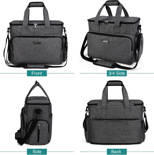 BAGLHER Dog Travel Bag, Airline Approved Pet Tote Organizer with Multi-Function Pockets, 2 X Food Storage Containers and 2 X Collapsible Dog Bowls, Perfect Weekend Pet Travel Set for Dog, Cat Grey