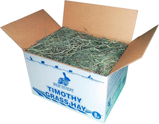 High Desert 2nd Cutting Timothy Grass Hay for Rabbits, Guinea Pigs, Chinchillas & Small Pets β Premium Hand-Packed Natural Hay, High-Fiber, Additive-Free, Grown in USA β 8 lb Box