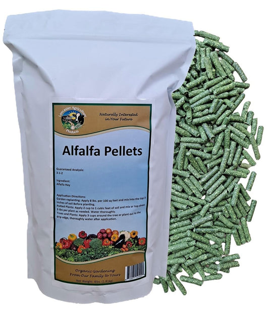 Alfalfa Meal Pellets 4 Pounds Organic Fertilizer for Flowers, Vegetables & Trees - Ideal Rabbit Food, Hamster Food, Timothy Hay Alternative - Lancaster Agriculture Products