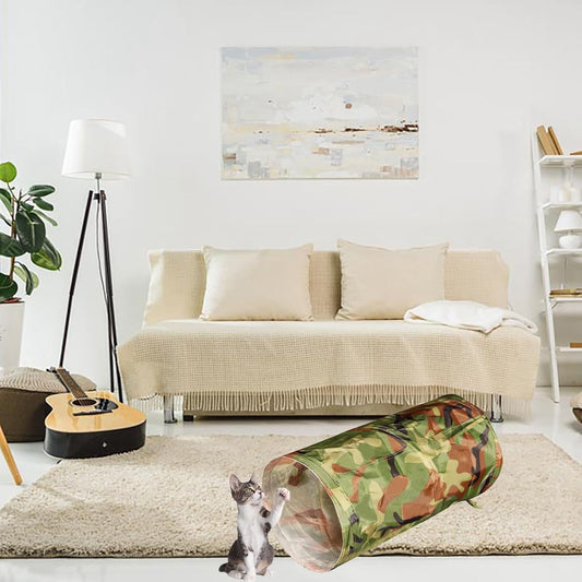 iCAGY Foldable Spiral Cat Tunnel - Indoor Toy for Small Cats, Kittens, and Rabbits - Tube for Interactive Play and Outdoor Fun - Pet Activity Toy Camouflage Green 20" 3 Pcs