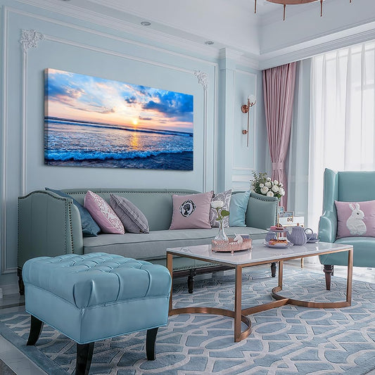 Lapremoly Blue Ocean Wall Painting Canvas Art For Living Room, Office, Bedroom - Large Wall Decor - Ready To Hang