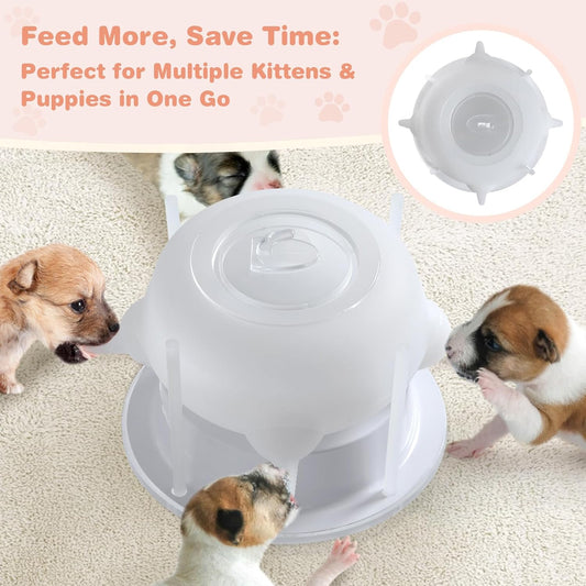Nursing Nipple for Kittens, Nursing Nipple with 4 Adjustable Detachable Nipples – Perfect Replacement for Nursing Bottles, Puppy Feeder for Newborn Kittens & Puppies, 200ml Capacity(White)
