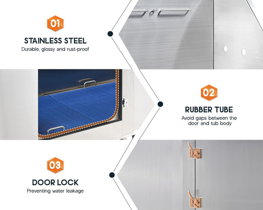 Albott 50-Inch Stainless Steel Dog Washing Station with Anti-Slip Steps, Sprayer, Faucet, and Soap Box β Professional Pet Bathtub for Medium/Small Pets, Ideal for Home, Garage, and Grooming(Left)