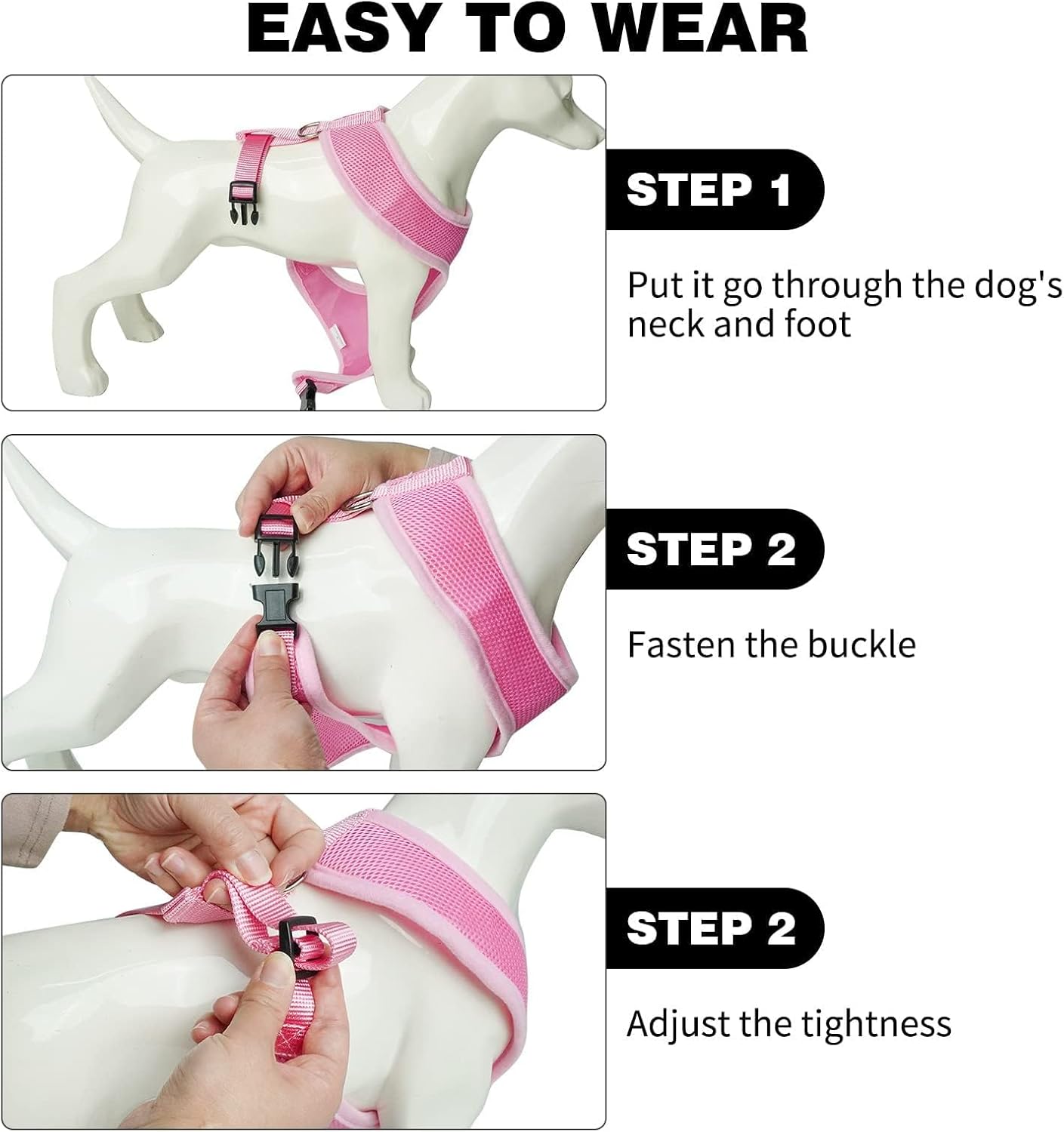 BINGPET Dog Vest Harness -Light Weight Breathable Sports Mesh - Pet Adjustable Harness Puppy Padded Harnesses Dog Vest Harness for Small Dogs