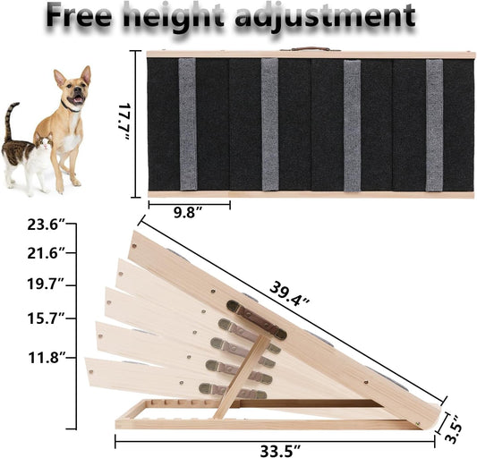 Upgrade 2-in-1 Pet Ramp Dog Stair,Folding Pet Stairs,Portable Dog Ramp for Small&Large Old Animals with Non-Slip Surface,Dog Ramp for Bed,Couch and Car,11.8" to 23.6" Height Adjustable(40Γ17.7)
