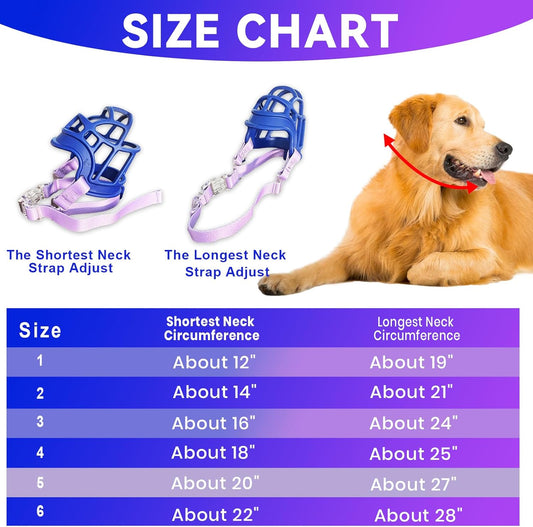 Dog Muzzle, OKKIC Basket Muzzle Anti Biting Chewing, Sturdy Lightweight Muzzle Allows Panting Drinking,Muzzle for Small Medium Large Dogs, Suitable for Grooming Trimming Training (Blue, Size3)