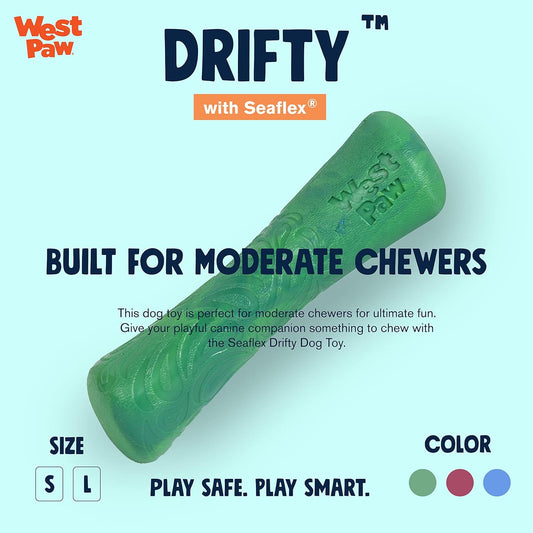WEST PAW Seaflex Drifty Dog Toy β Machine Washable Dog Toys for Moderate Chewers β Eco-Friendly Zogoflex Toys for Dogs β Perfect for Gnawing, Fetch, Catch, Pet Training β 8.5" Large, Emerald