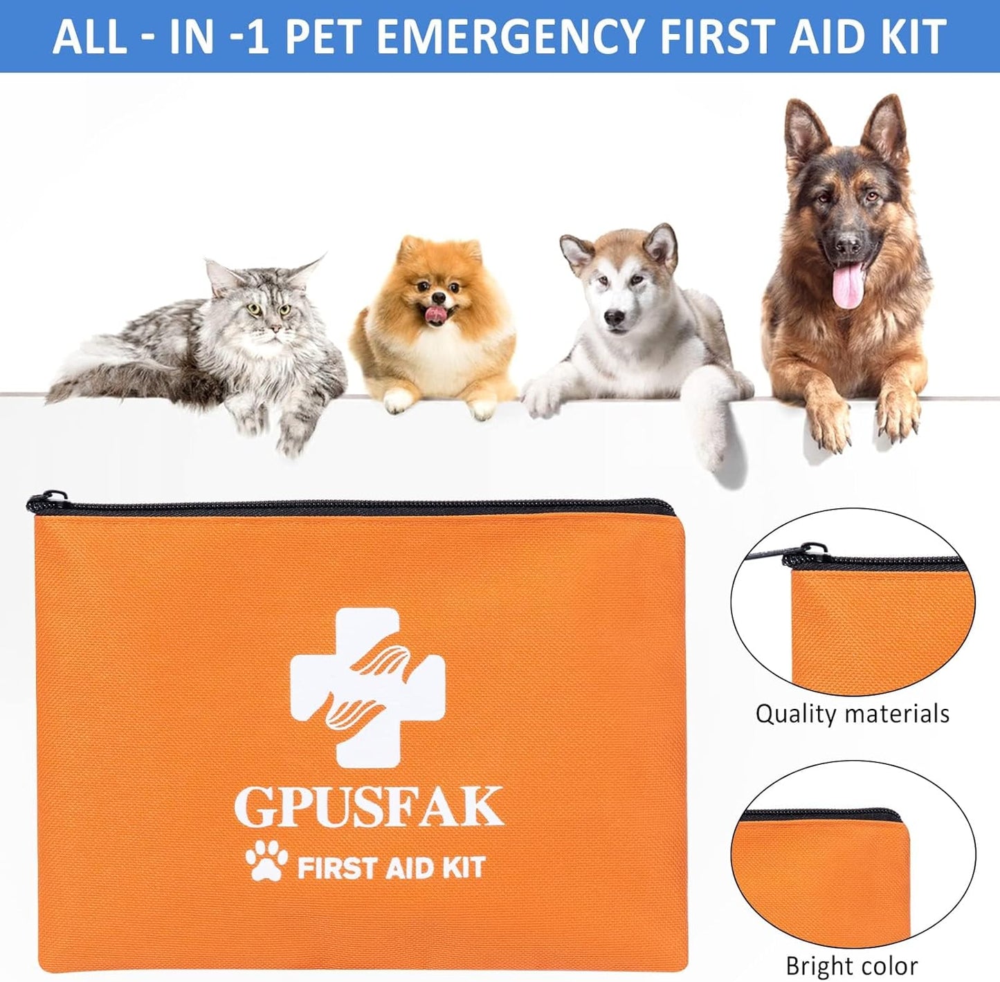 Pet First Aid Kit for Dogs & Cats - Dog First Aid Kit Pet Emergency Kit with First Aid Supplies for Home Camping Hiking Traveling