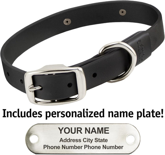 Biothane Custom Dog Collar β Waterproof, Stink-Proof Personalized Collar with Name & Phone Number β Durable, Many Sizes and Colors β Assembled in USA (Black)