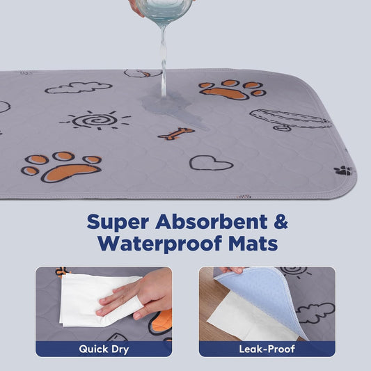 Washable Pee Pads for Dogs, 2 Pack Large 48"x48" Super Absorbent Reusable Training Pads, 100% Waterproof Non-Slip Crate, Whelping, Playpen Mat Bed - Dog Products