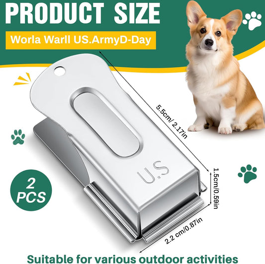 2 Pieces Brass Pet Training Clicker Signaling Cricket Clicker Metal Dog Clicker for Puppy Cats Trainer Pet Owners (Silver)