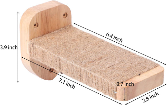 3pcs Cat Wall Steps, Climbing Mounted Furniture, Shelves With Hemp Rope Covered, Solid Wood Ladder for Playing and Climbing (Standard-Wood)