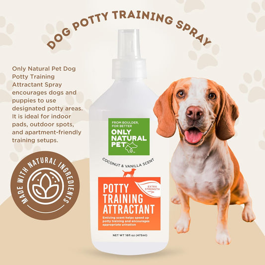 Only Natural Pet Dog Potty Training Attractant Spray for Puppies and Dogs - Essential Indoor Outdoor Toilet Training Aid for Puppy Pads, Grass, & Apartments - 16 Fl Oz Bottle