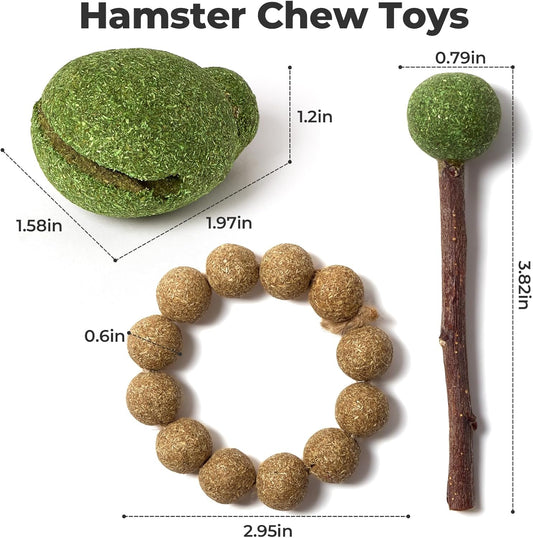 mini&moe Hamster Chew Toys for Teeth β Guinea Pig Chew & Treats Natural Edible Apple Wood Sticks Improve Dental Health Hamster Enrichment Toys for Rabbit, Bunny, Chinchilla, Gerbils, Rat