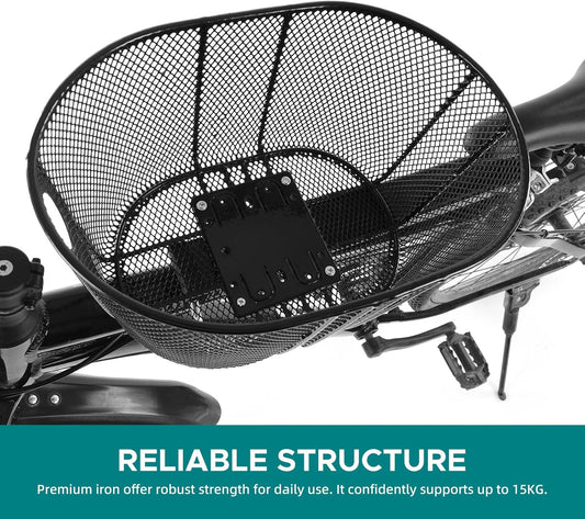 Dog Bike Basket Mountain Bike Shopping Basket Portable Cat and Dog Carrier for Bike Front Crossbar with Sponge Liner ty Strap (Black)