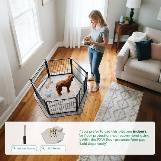 FXW Rollick Unleashed Dog Playpen for Indoor, Yard, RV Camping, 24 inch 6 Panels for Small and Puppy DogsāPatented