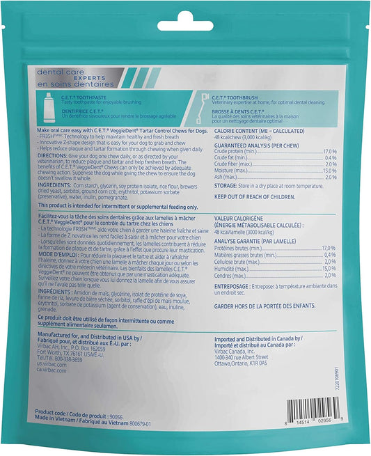 Virbac CET VEGGIEDENT FR3SH Tartar Control Chews for Dogs - Small