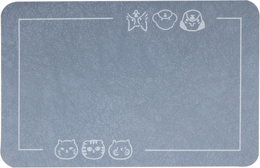 YCT Cat Pet Food Mat, Non-Slip Bottom Absorbent Quick Dry Feeding Mat for Dogs & Cats, Pet Supplies, 16.9"x24" Navy Blue